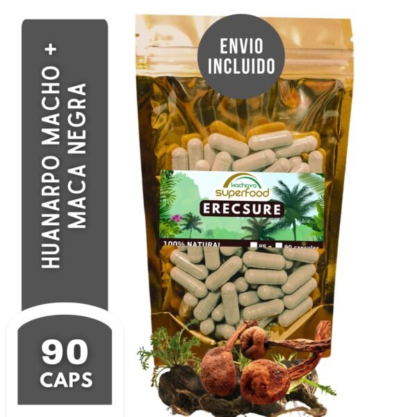 Cápsulas de ErecSure - (Huanarpo macho con Maca negra) Potencia y Vitalidad Masculina